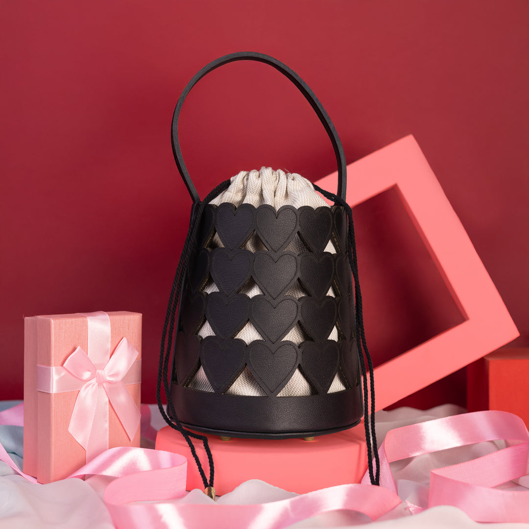 Black Love Lattice Bucket Bag - Suave Bags  