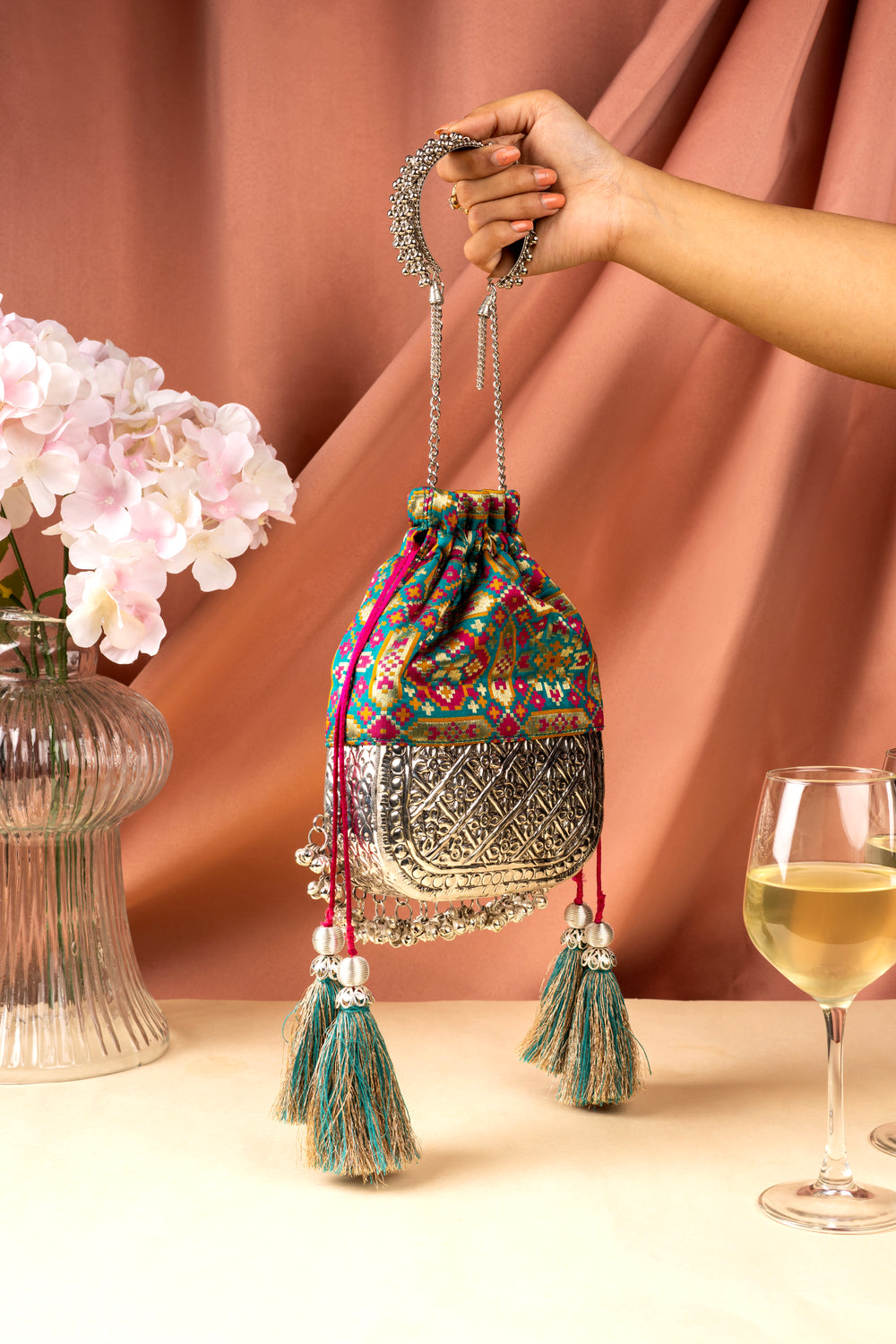 Teal Patola Bliss Bag - Suave Bags  #