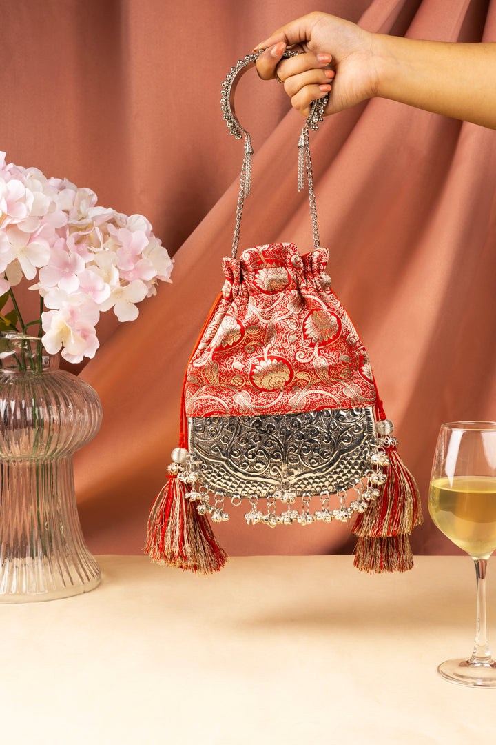 Red Brocade Bliss Bag - Suave Bags  