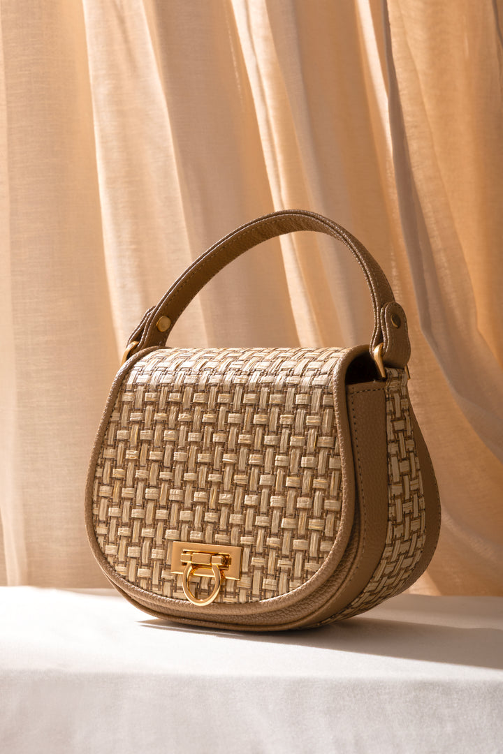 The Solara Satchel – Bamboo Cane &amp; Vegan Leather Handbag (Tan Natural) - Suave Bags  