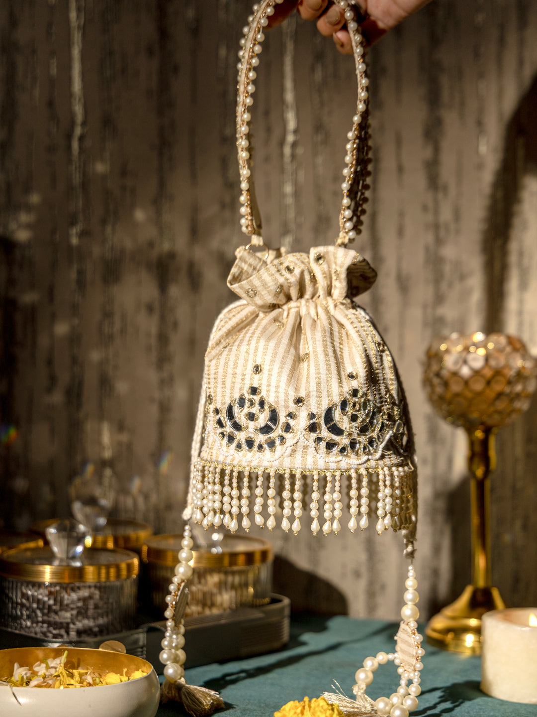 Aaina potli Bag - Off white - Suave Bags  #