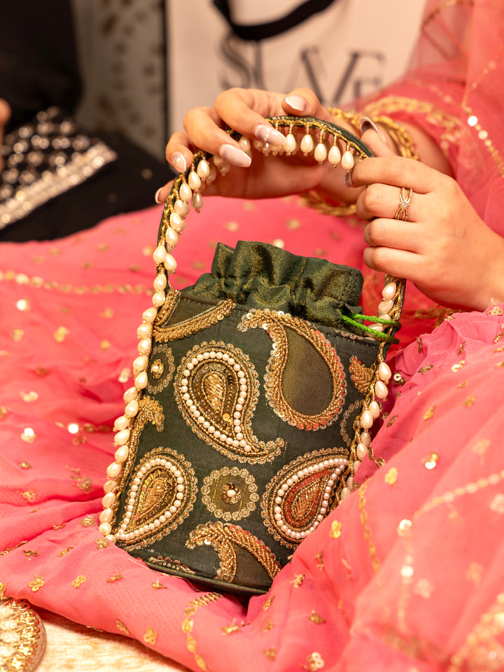 Mehraz Bucket Bag - Bottle Green - Suave Bags  