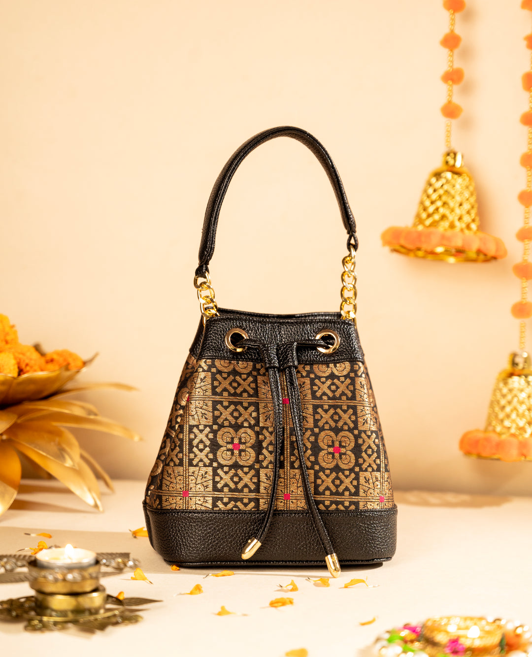 Black Gold Meher Bucket Bag - Suave Bags  #