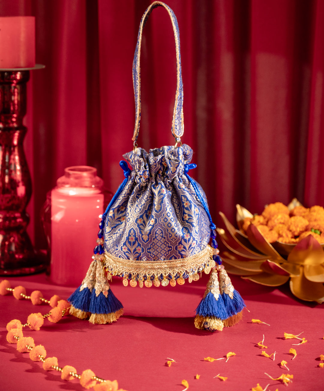 Royal Blue Noor Potli Bag - Suave Bags  #