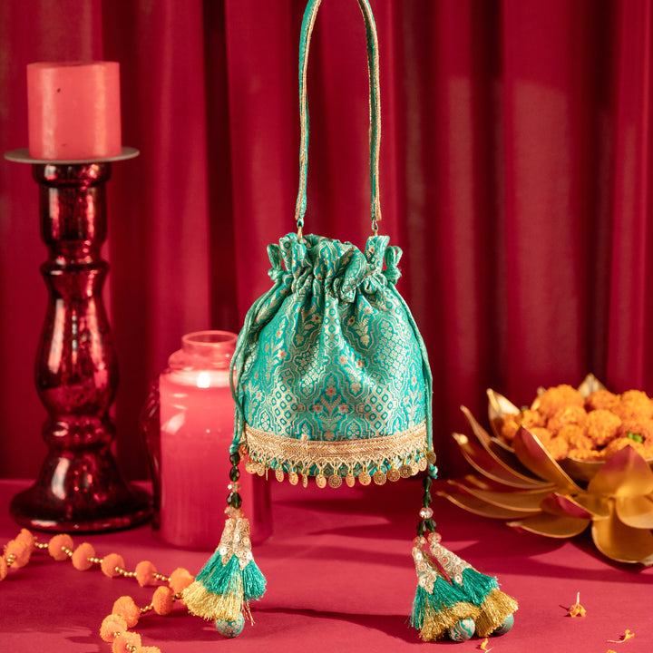 Sage Green Noor Potli Bag - Suave Bags  