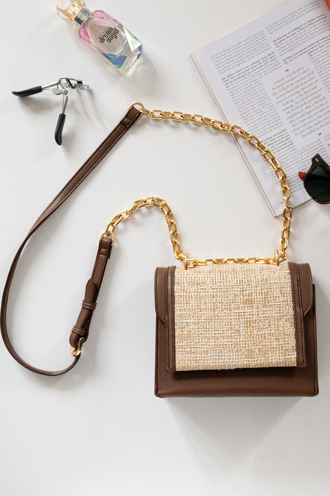 Brown Tweed Lux Flap Bag - Suave Bags  #
