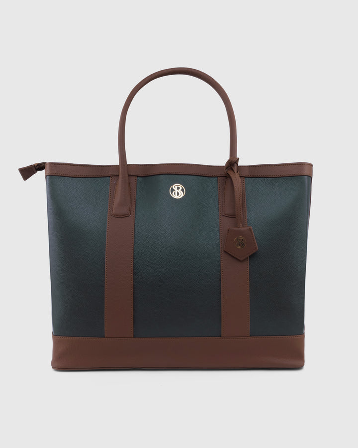 The Cambridge Classic Tote - Olive / tan Combo - Suave Bags  