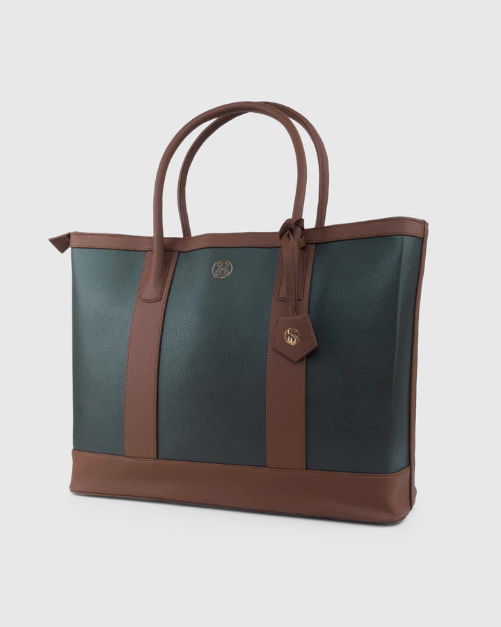 The Cambridge Classic Tote - Olive / tan Combo - Suave Bags  