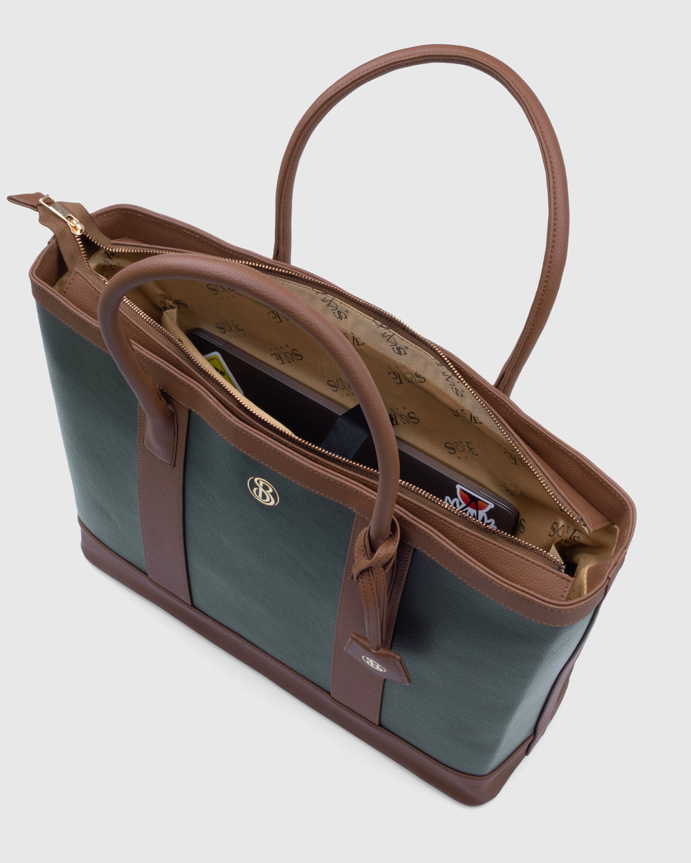 The Cambridge Classic Tote - Olive / tan Combo - Suave Bags  #