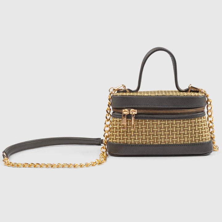 Lunara Weave Crossbody– Bamboo Cane &amp; Vegan Leather Handbag (Olive Natural) - Suave Bags  