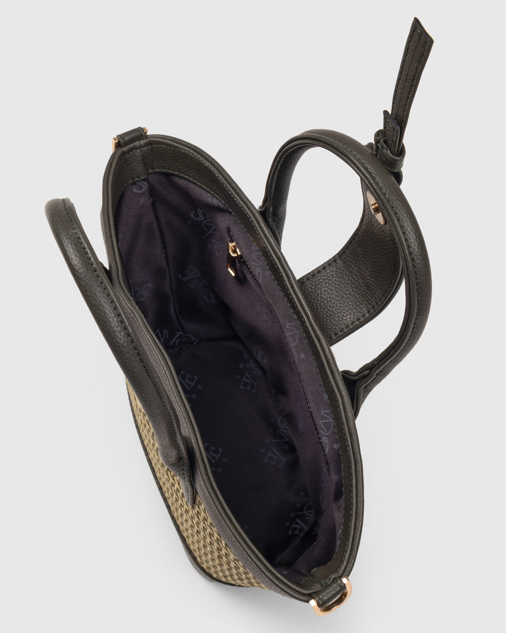 Solana Handbag – Handwoven Bamboo Cane & Vegan Leather Bag (Olive) - Suave Bags  #