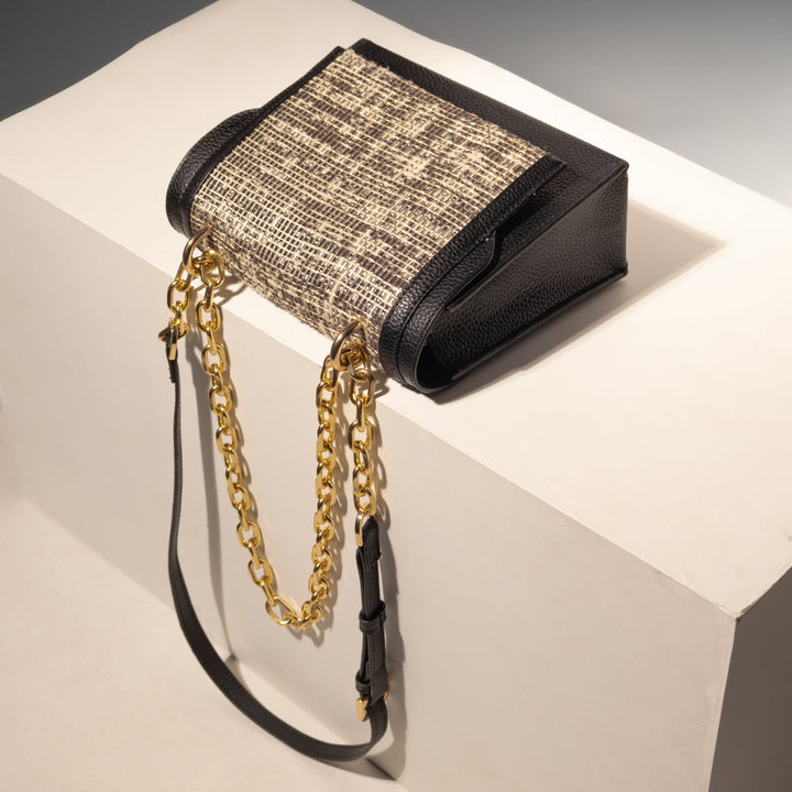 Black Tweed Lux Flap Bag - Suave Bags  