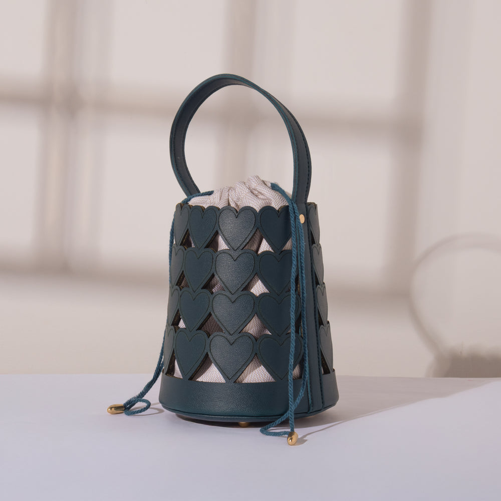 Teal Blue Love Lattice Bucket Bag - Suave Bags  #