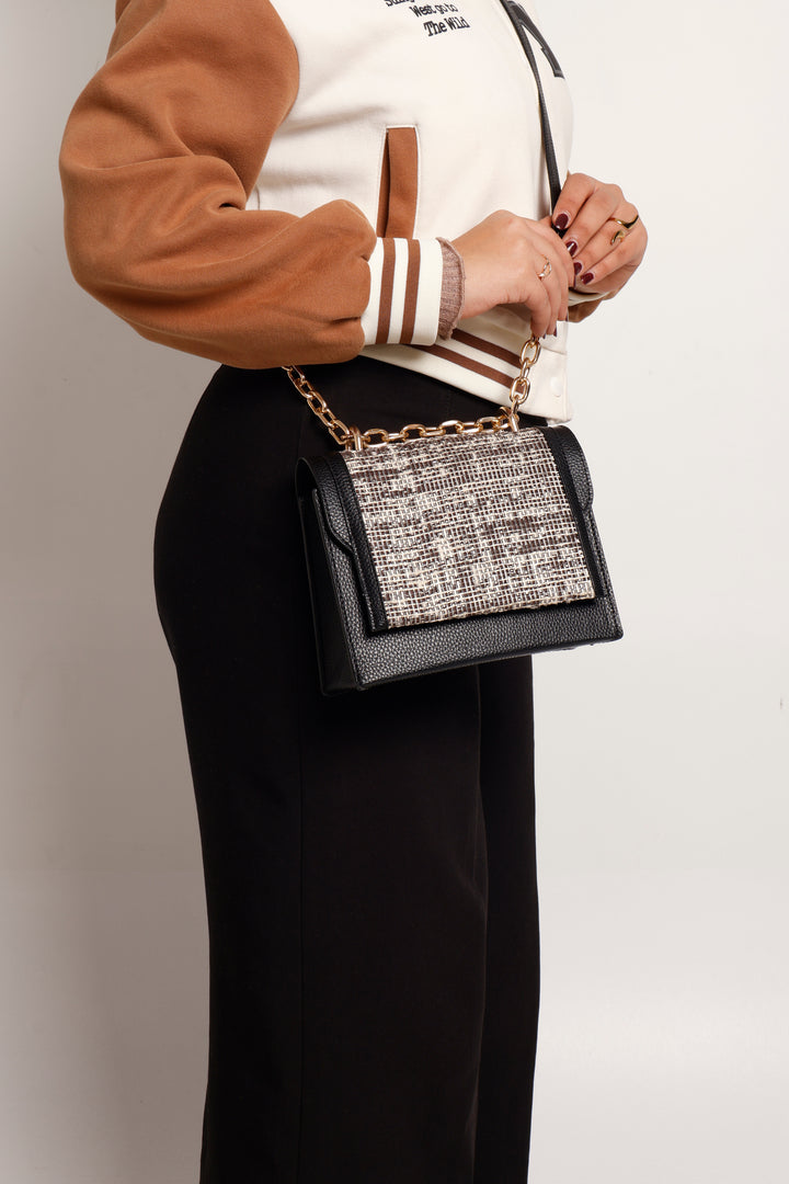 Black Tweed Lux Flap Bag - Suave Bags  